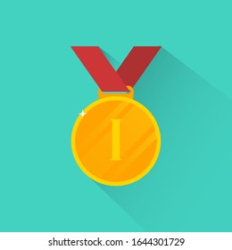  Medal icon solated on white background. Victory concept. Flat design. Vector stock illustration.