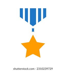 medal icon solid blue orange blue colour military vector army element and symbol perfect.