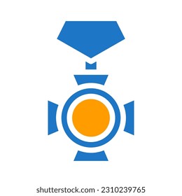 medal icon solid blue orange blue colour military vector army element and symbol perfect.