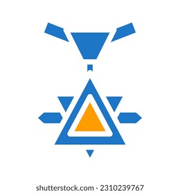 icono de medalla color azul sólido azul naranja azul elemento militar vector ejército y símbolo perfecto.