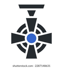 icono de medalla color azul sólido ilustración militar vector elemento de ejército y símbolo perfecto. Signo de icono de la colección moderna para la web.