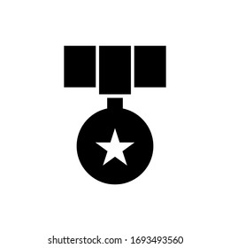 Medal icon in solid line style. Award, prize, trophy symbols. Victory, winning illustrations. Success, high quality performance concept in business.