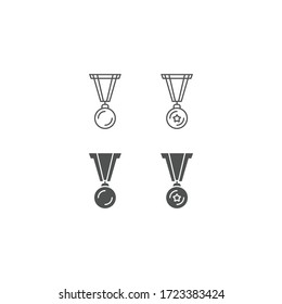 Icono de medalla en estilo de línea sólida. Premio, premio, símbolos trofeos. Victoria, ilustraciones ganadoras. Éxito, concepto de alto rendimiento en el negocio. Diseño de estilo de la medalla de collar para ganadores.