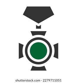 icono de medalla estilo sólido color verde gris ilustración militar vector elemento de ejército y símbolo perfecto. Signo de icono de la colección moderna para la web.