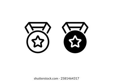 Medal Icon with Star Emblem Vector