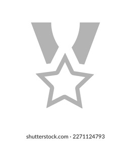 medal icon, star, on a white background, vector illustration
