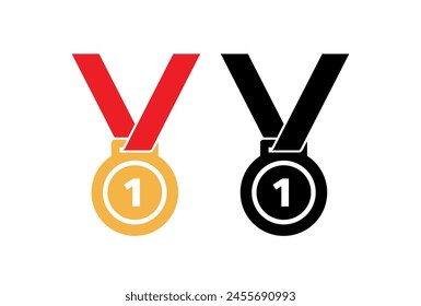 Medal icon. Symbol of victory, anniversary, award or sport. A special badge for achievements.