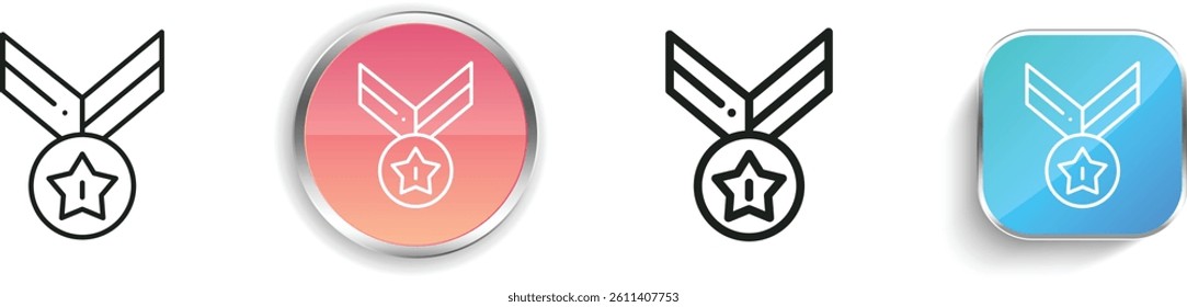 medal icon. Thin Linear, Regular and Button Style Design Isolated On White Background