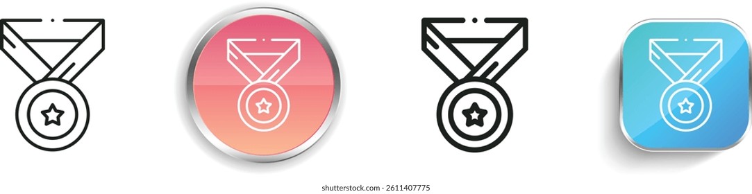 medal icon. Thin Linear, Regular and Button Style Design Isolated On White Background