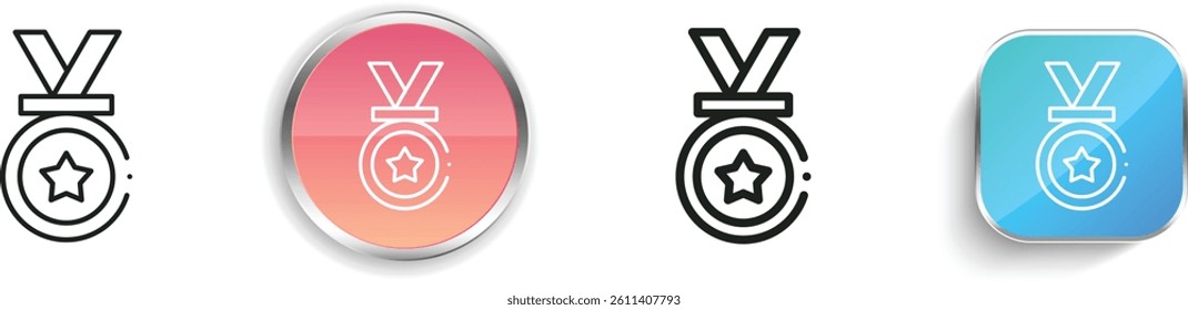 medal icon. Thin Linear, Regular and Button Style Design Isolated On White Background