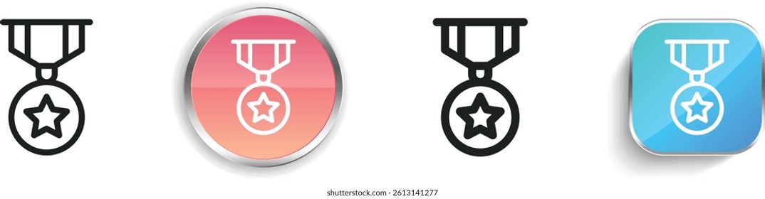 medal icon. Thin Linear, Regular and Button Style Design Isolated On White Background