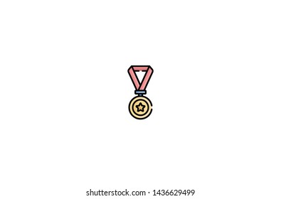 Medal icon in trendy flat style isolated on white background. Medal symbol. Vector illustration