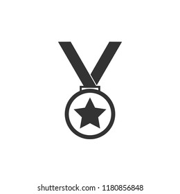 Medal icon. Trophy symbol. Vector illustration, flat design.