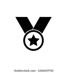 Medal icon vector black vector