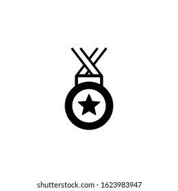 medal Icon vector in black flat shape design  on white background