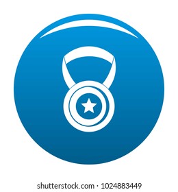 Medal icon vector blue circle isolated on white background 