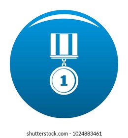 Medal icon vector blue circle isolated on white background 