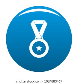 Medal icon vector blue circle isolated on white background 