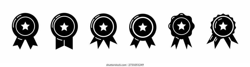 Colección de Vector de ícono de medalla. Conjunto de diseños de Vector de icono de medalla. Vector de stock.