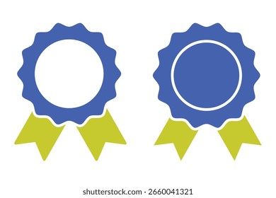 Medal icon vector for computer, web and mobile app. 
Simply award medal badge with star icon. Certificate UI symbol. Stamp premium quality with ribbons pictogram. 