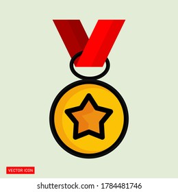 
medal icon, medal vector with flat style