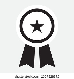 Vector de icono de medalla. estilo plano con Vector de medalla sobre fondo blanco. Ilustración vectorial.