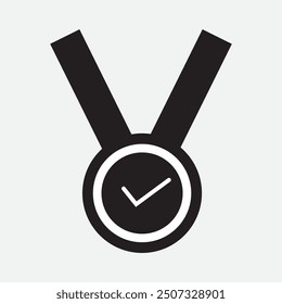 Vector de icono de medalla. estilo plano con Vector de medalla sobre fondo blanco. Ilustración vectorial.