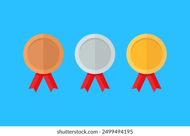 Vector de medalla, oro, plata, bronce icono de medalla