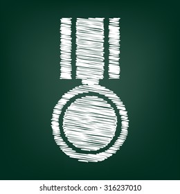 Medal icon. Vector illustration with chalk effect 