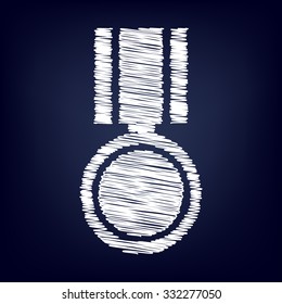 Medal icon. Vector illustration with chalk effect   