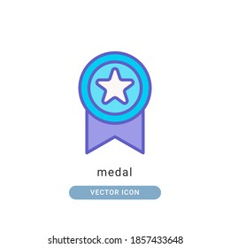 medal icon vector illustration. medal icon lineal color design.