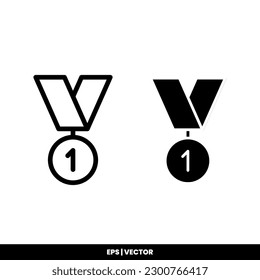 Plantilla de logotipo de ilustración vectorial de icono de medalla para muchos fines. Aislado sobre fondo blanco.