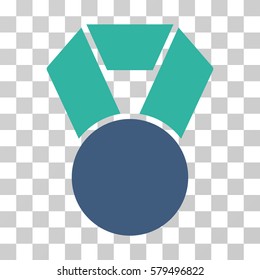 Medal icon. Vector illustration style is flat iconic bicolor symbol, cobalt and cyan colors, transparent background. Designed for web and software interfaces.