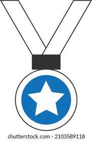 Vector de icono de medalla versión azul aislada 