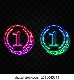Medal icon. Medal icon vector. neon style.