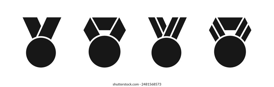 Medaillensymbol Vektorgrafik Set. Logo der Auszeichnung. Medaillenvektorsymbole. Auszeichnung und Preis, Trophäe, Belohnung.