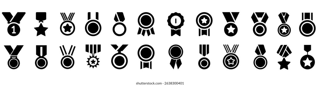 Medal icon vector set. Award illustration sign collection. trophy center symbol. winner set of web icons. Medals for web and mobile app.