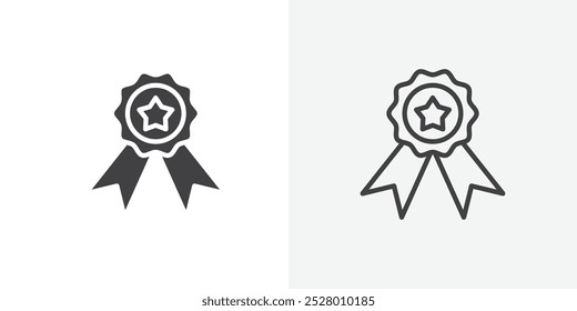 Medal icon vector icon set in black and white color.