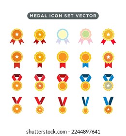 Plantillas de diseño de símbolos vectoriales de icono de medalla aisladas en fondo blanco