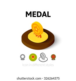 Medal icon, vector symbol in flat, outline and isometric style