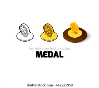 Medal icon, vector symbol in flat, outline and isometric style