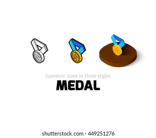 Medal icon, vector symbol in flat, outline and isometric style