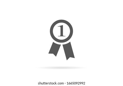 Vector de ícono Medal en estilo plano moderno aislado en fondo gris. Símbolo vectorial de icono de medalla para el diseño de su sitio web, logotipo, aplicación, UI. Icono de medalla vectorialIlustración vectorial