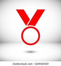 Medal icon, web design. Medal of honor vector illustration icon. Symbol medal ribbon. Vector award logo