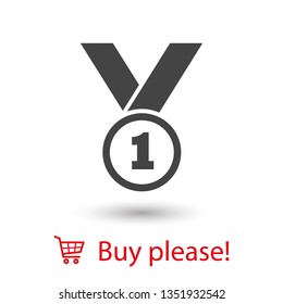 Medal icon, web design. Medal of honor vector illustration icon. Symbol medal ribbon. Vector award logo