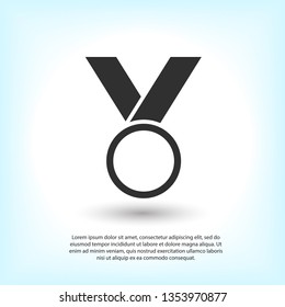 Medal icon, web design. Medal of honor vector illustration icon. Symbol medal ribbon. Vector award logo