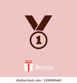 Medal icon, web design. Medal of honor vector illustration icon. Symbol medal ribbon. Vector award logo