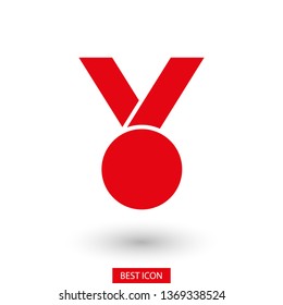 Medal icon, web design. Medal of honor vector illustration icon. Symbol medal ribbon. Vector award logo