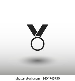 Medal icon, web design. Medal of honor vector illustration icon. Symbol medal ribbon. Vector award logo
