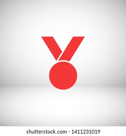Medal icon, web design. Medal of honor vector illustration icon. Symbol medal ribbon. Vector award logo